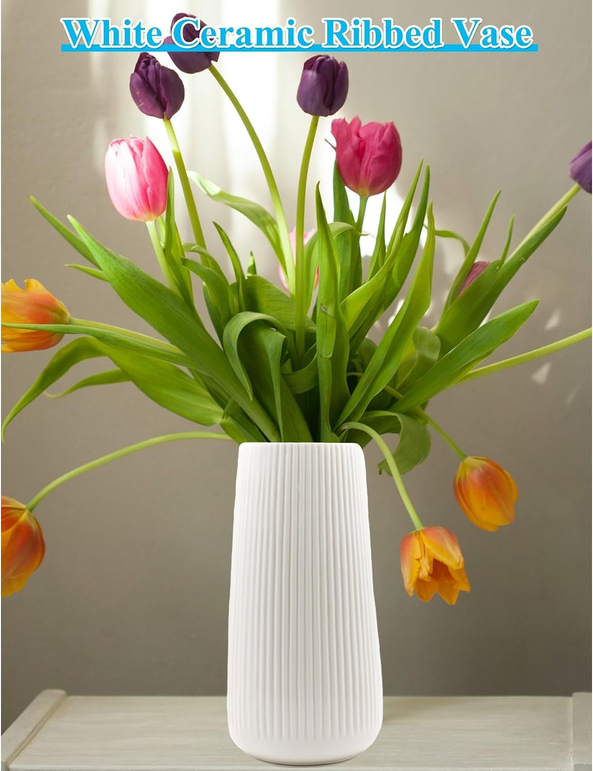 Moderne Witte Keramische Vaas 20 cm - 57% Korting
