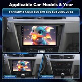 [2G+64G] Android Car Stereo for BMW 3 Series 325i 328i 335i E90 E91 E92 E93 2005-2013 with Wireless Carplay and Android Auto, 9 inch HD Touch Screen Car Radio with GPS/WiFi/Bluetooth/EQ/FM RDS