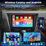[2G+64G] Android Car Stereo for BMW 3 Series 325i 328i 335i E90 E91 E92 E93 2005-2013 with Wireless Carplay and Android Auto, 9 inch HD Touch Screen Car Radio with GPS/WiFi/Bluetooth/EQ/FM RDS