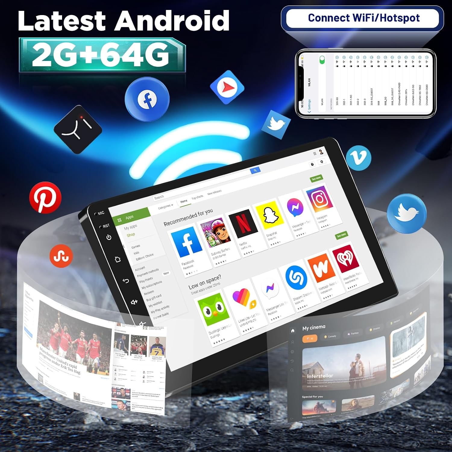 [2G+64G] Android Car Stereo for BMW 3 Series 325i 328i 335i E90 E91 E92 E93 2005-2013 with Wireless Carplay and Android Auto, 9 inch HD Touch Screen Car Radio with GPS/WiFi/Bluetooth/EQ/FM RDS