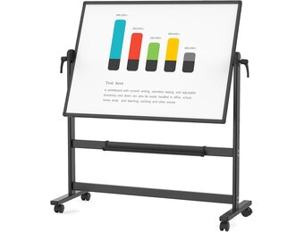 Mobiel whiteboard dubbelzijdig magnetisch 120 x 90 cm | Zwart aluminium frame | Met standaard