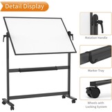 Mobiel whiteboard dubbelzijdig magnetisch 120 x 90 cm | Zwart aluminium frame | Met standaard