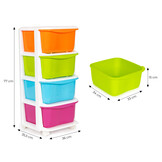 Organizer - 77x35,5x36cm - op wieltjes - multicolor/wit