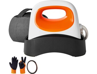 Hoedpersmachine Warmtepers voor doppen met 15,5 x 8,9 cm gebogen verwarmingsplaat, 3 verwarmingsniveaus (40-205℃), veiligheidsbasis, handschoen