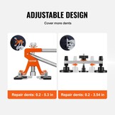 Uitdeukset 107-delig voor auto's zonder verf | Goudkleurige deuklifter, brugtrekker, 2-in-1 glijhamer, zuignap, 50x treklipjes, 6x brugtreklipjes