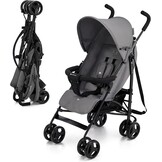 Kinderkraft TIK lichtgewicht buggy, wandelwagen, reisbuggy, makkelijk inklapbaar, vanaf 6 maanden, verstelbare rugleuning in ligstand, maximaal gewicht tot 17kg, Grijs