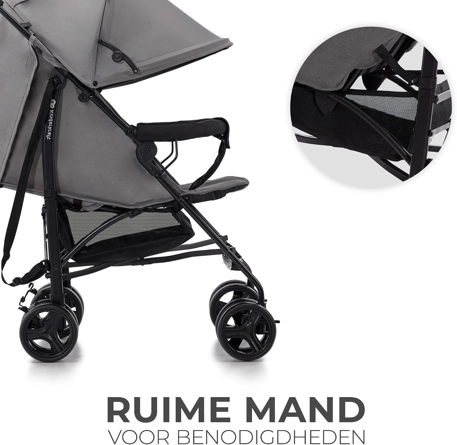 Kinderkraft TIK lichtgewicht buggy, wandelwagen, reisbuggy, makkelijk inklapbaar, vanaf 6 maanden, verstelbare rugleuning in ligstand, maximaal gewicht tot 17kg, Grijs