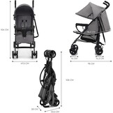 Kinderkraft TIK lichtgewicht buggy, wandelwagen, reisbuggy, makkelijk inklapbaar, vanaf 6 maanden, verstelbare rugleuning in ligstand, maximaal gewicht tot 17kg, Grijs