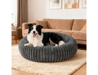 SHJOEE Donut Hondenbed en Kattenmand - Pluche - Grijs - 50 cm
