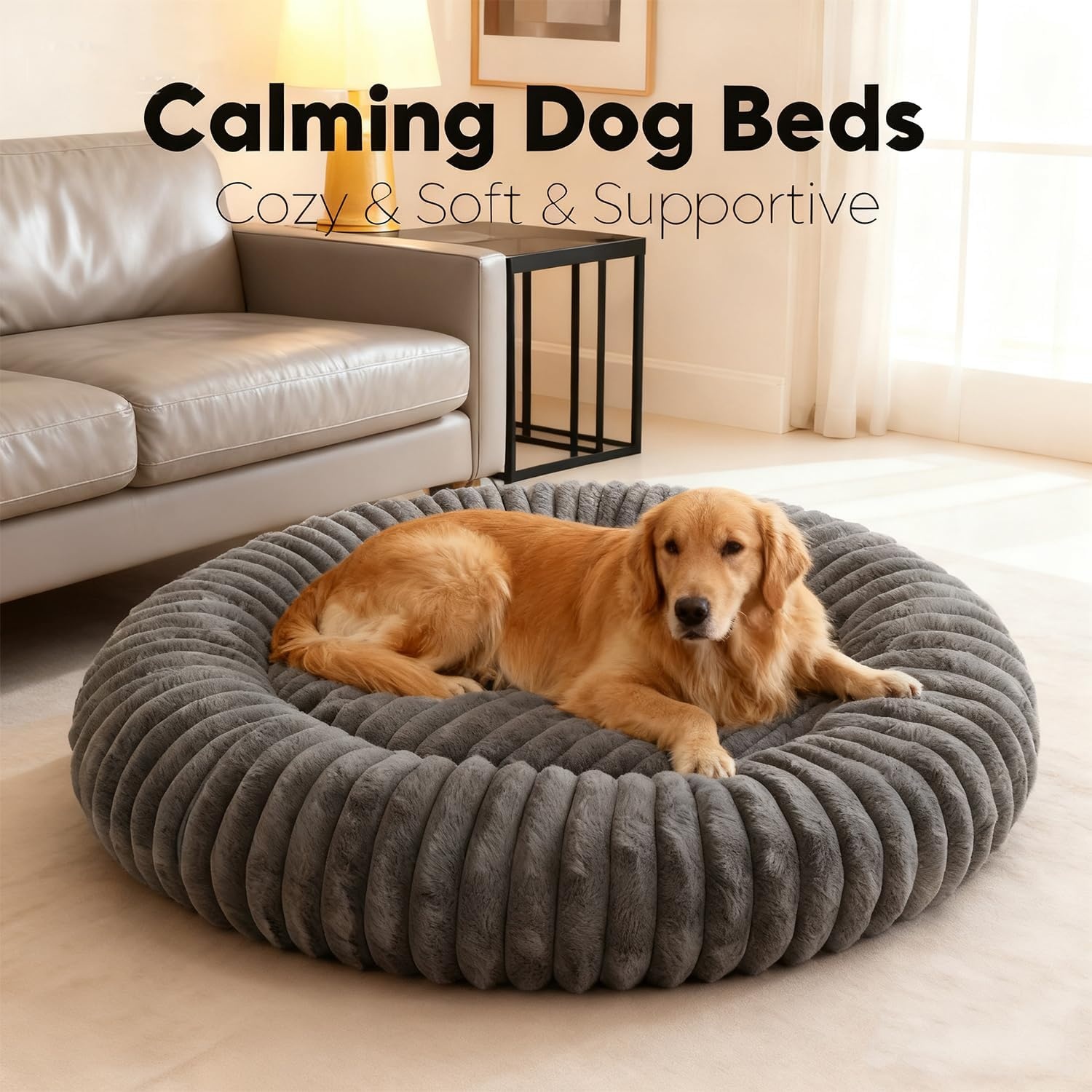 SHJOEE Donut Hondenbed en Kattenmand - Pluche - Grijs - 50 cm