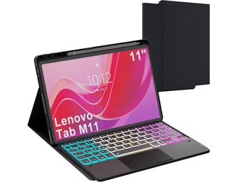 Verlicht Toetsenbordhoes met Trackpad voor Lenovo Tab M11 (2024) - Zwart