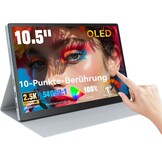 10,5 inch OLED Touchscreen draagbare monitor, 2,5K 2560x1600, 100% NTSC, 54000:1 contrast, mini second touch display met beschermhoes en luidspreker, USBC, HDMI, klein scherm voor laptop, mini-pc