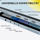 10,5 inch OLED Touchscreen draagbare monitor, 2,5K 2560x1600, 100% NTSC, 54000:1 contrast, mini second touch display met beschermhoes en luidspreker, USBC, HDMI, klein scherm voor laptop, mini-pc