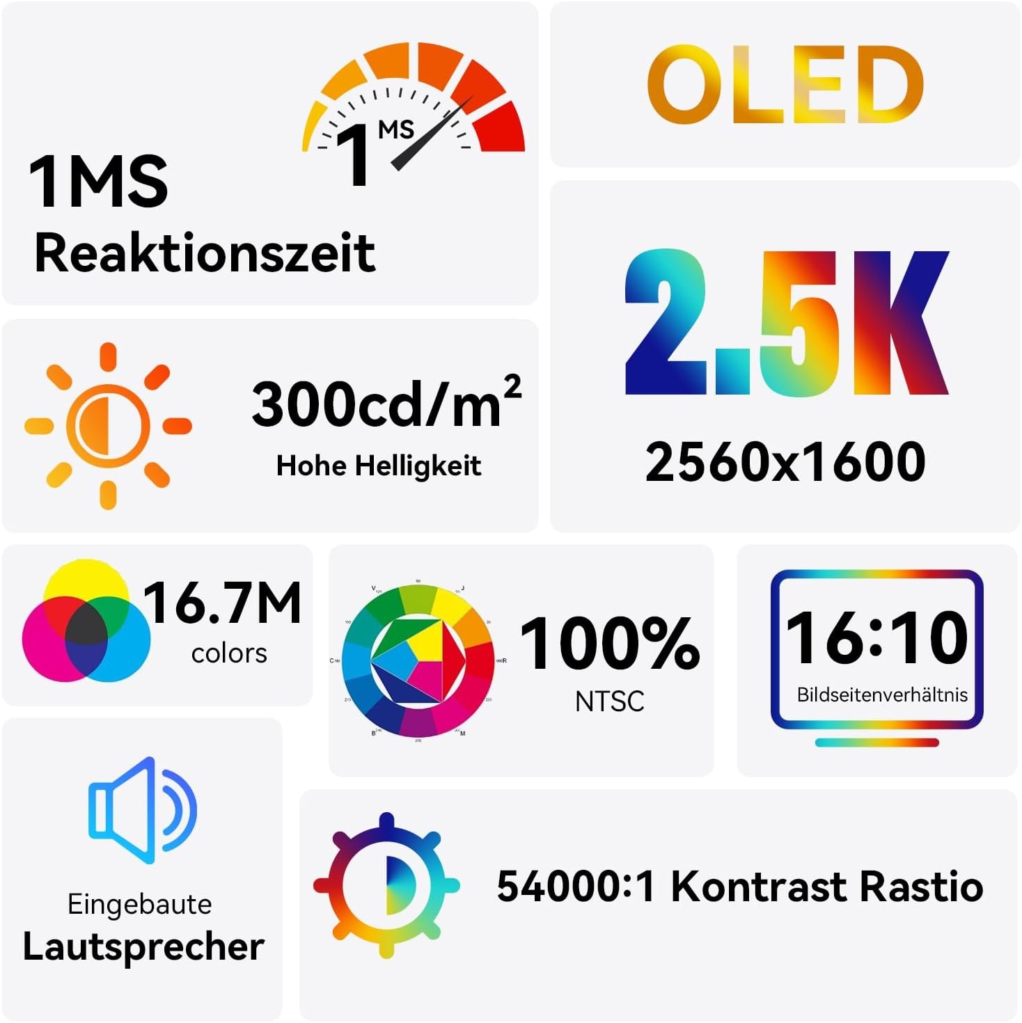 10,5 inch OLED Touchscreen draagbare monitor, 2,5K 2560x1600, 100% NTSC, 54000:1 contrast, mini second touch display met beschermhoes en luidspreker, USBC, HDMI, klein scherm voor laptop, mini-pc