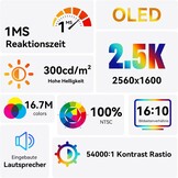 10,5 inch OLED Touchscreen draagbare monitor, 2,5K 2560x1600, 100% NTSC, 54000:1 contrast, mini second touch display met beschermhoes en luidspreker, USBC, HDMI, klein scherm voor laptop, mini-pc