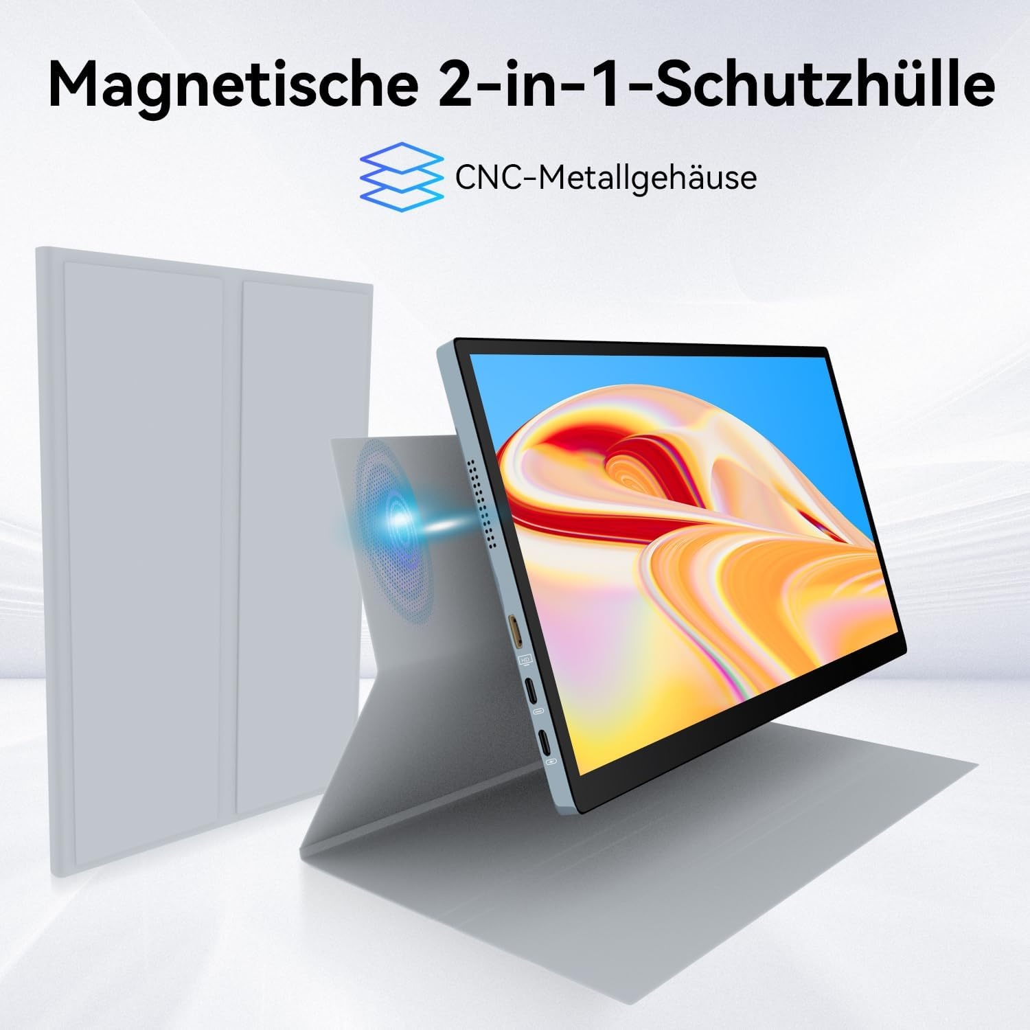 10,5 inch OLED Touchscreen draagbare monitor, 2,5K 2560x1600, 100% NTSC, 54000:1 contrast, mini second touch display met beschermhoes en luidspreker, USBC, HDMI, klein scherm voor laptop, mini-pc