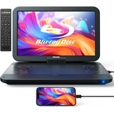 GOnavidio 15.4 Inch Draagbare Blu-ray DVD Speler - 270° Draaibaar Full HD Scherm met HDMI en Accu