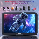 GOnavidio 15.4 Inch Draagbare Blu-ray DVD Speler - 270° Draaibaar Full HD Scherm met HDMI en Accu