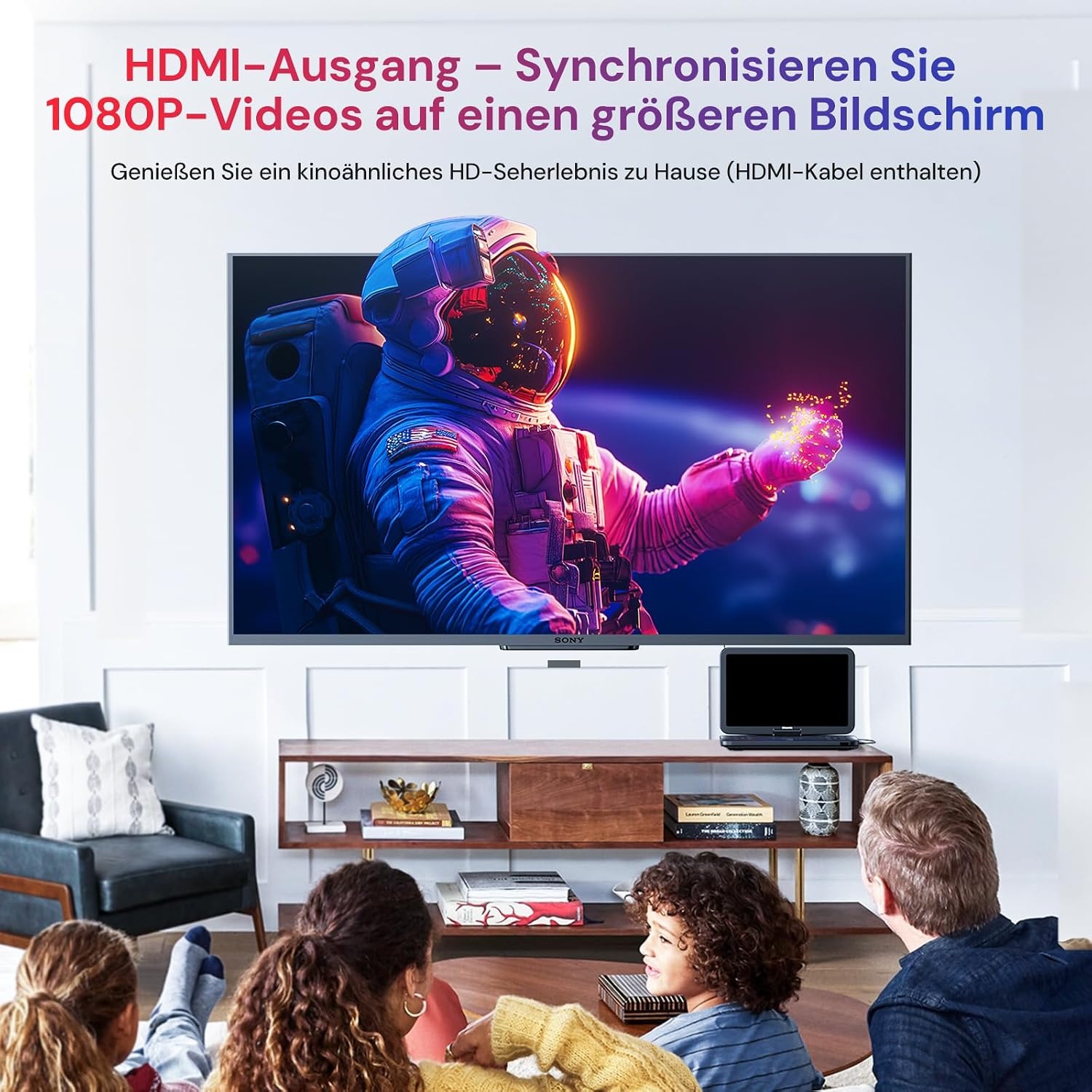 GOnavidio 15.4 Inch Draagbare Blu-ray DVD Speler - 270° Draaibaar Full HD Scherm met HDMI en Accu