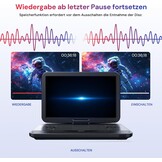GOnavidio 15.4 Inch Draagbare Blu-ray DVD Speler - 270° Draaibaar Full HD Scherm met HDMI en Accu