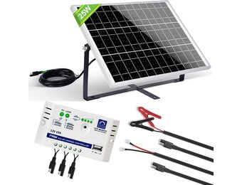 ECO-WORTHY 25W 12V Zonnepaneelset met Laadregelaar en Montagebeugel