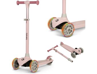 LIONELO Jessy Driewieler Kinderstep met LED Wielen – Balanceer Step voor Kinderen vanaf 3 jaar, tot 50 kg – Verstelbare Hoogte, Stabiel, Antislip Platform, Lichtgewicht Stevige Constructie, Roze
