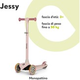 LIONELO Jessy Driewieler Kinderstep met LED Wielen – Balanceer Step voor Kinderen vanaf 3 jaar, tot 50 kg – Verstelbare Hoogte, Stabiel, Antislip Platform, Lichtgewicht Stevige Constructie, Roze