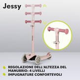 LIONELO Jessy Driewieler Kinderstep met LED Wielen – Balanceer Step voor Kinderen vanaf 3 jaar, tot 50 kg – Verstelbare Hoogte, Stabiel, Antislip Platform, Lichtgewicht Stevige Constructie, Roze