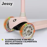 LIONELO Jessy Driewieler Kinderstep met LED Wielen – Balanceer Step voor Kinderen vanaf 3 jaar, tot 50 kg – Verstelbare Hoogte, Stabiel, Antislip Platform, Lichtgewicht Stevige Constructie, Roze