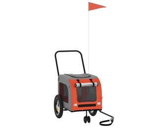 vidaXL Fietskar voor huisdieren Oranje en Grijs 125 x 53 x 54 cm