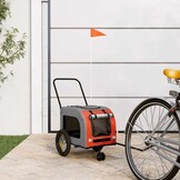 vidaXL Fietskar voor huisdieren Oranje en Grijs 125 x 53 x 54 cm