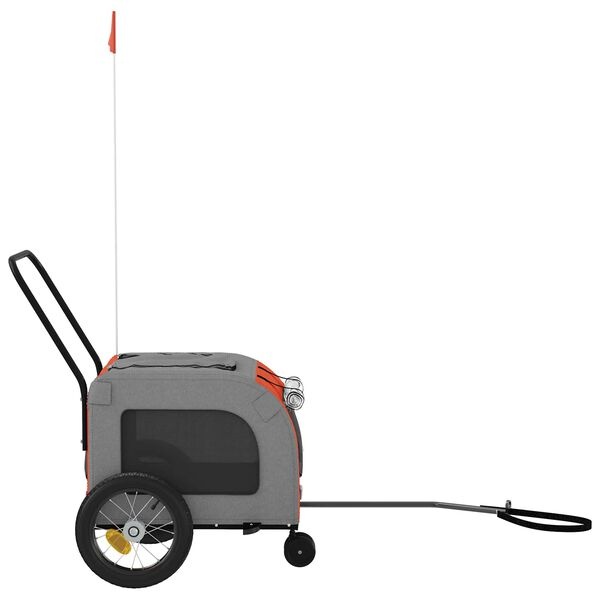 vidaXL Fietskar voor huisdieren Oranje en Grijs 125 x 53 x 54 cm