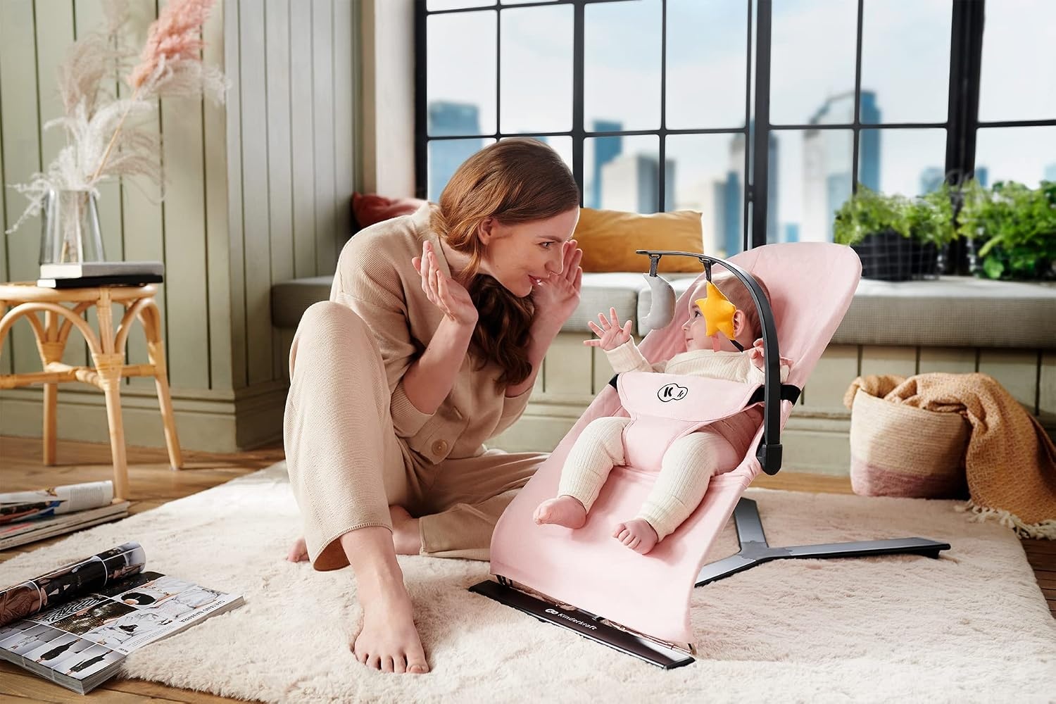 Kinderkraft MIMI Babywipstoel - Verstelbaar - Scandinavisch Design - Grijs