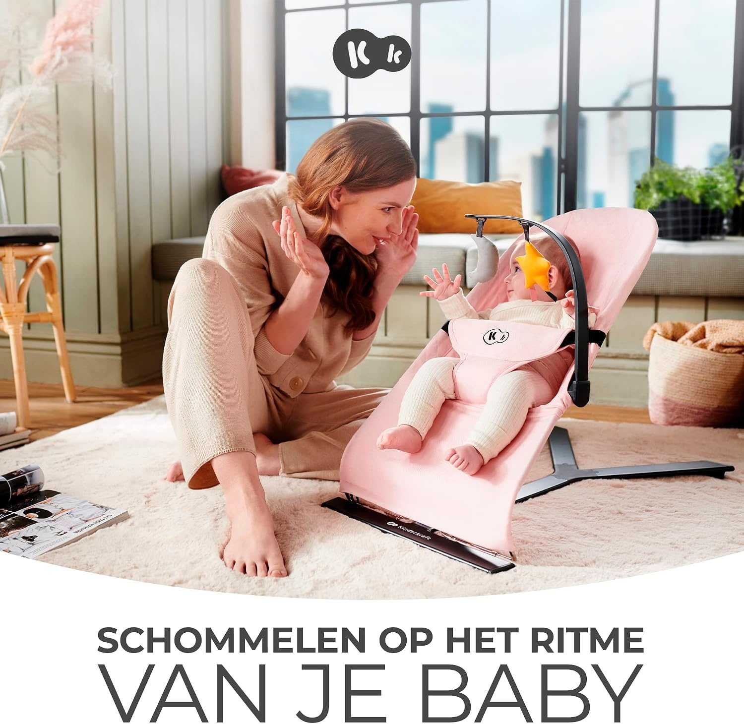 Kinderkraft MIMI Babywipstoel - Verstelbaar - Scandinavisch Design - Grijs