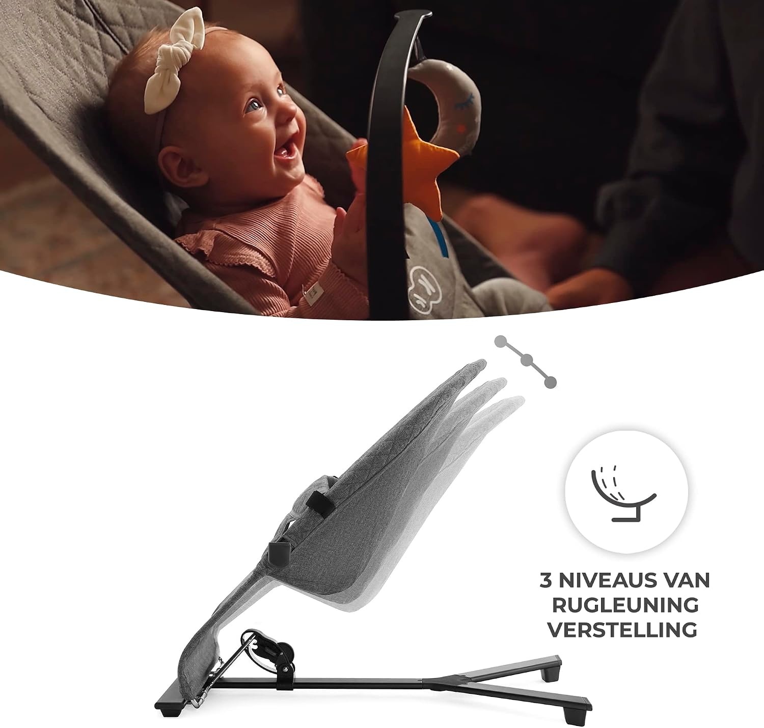 Kinderkraft MIMI Babywipstoel - Verstelbaar - Scandinavisch Design - Grijs