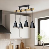 Industriële Hanglamp Zwart Metaal Hout - 59% Korting!
