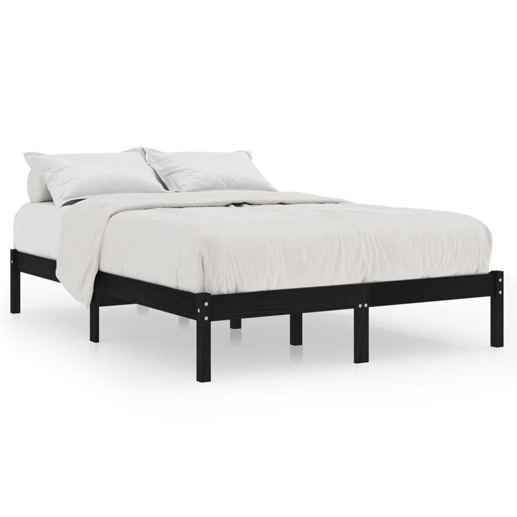 vidaXL Bedframe massief grenenhout zwart 200x200 cm