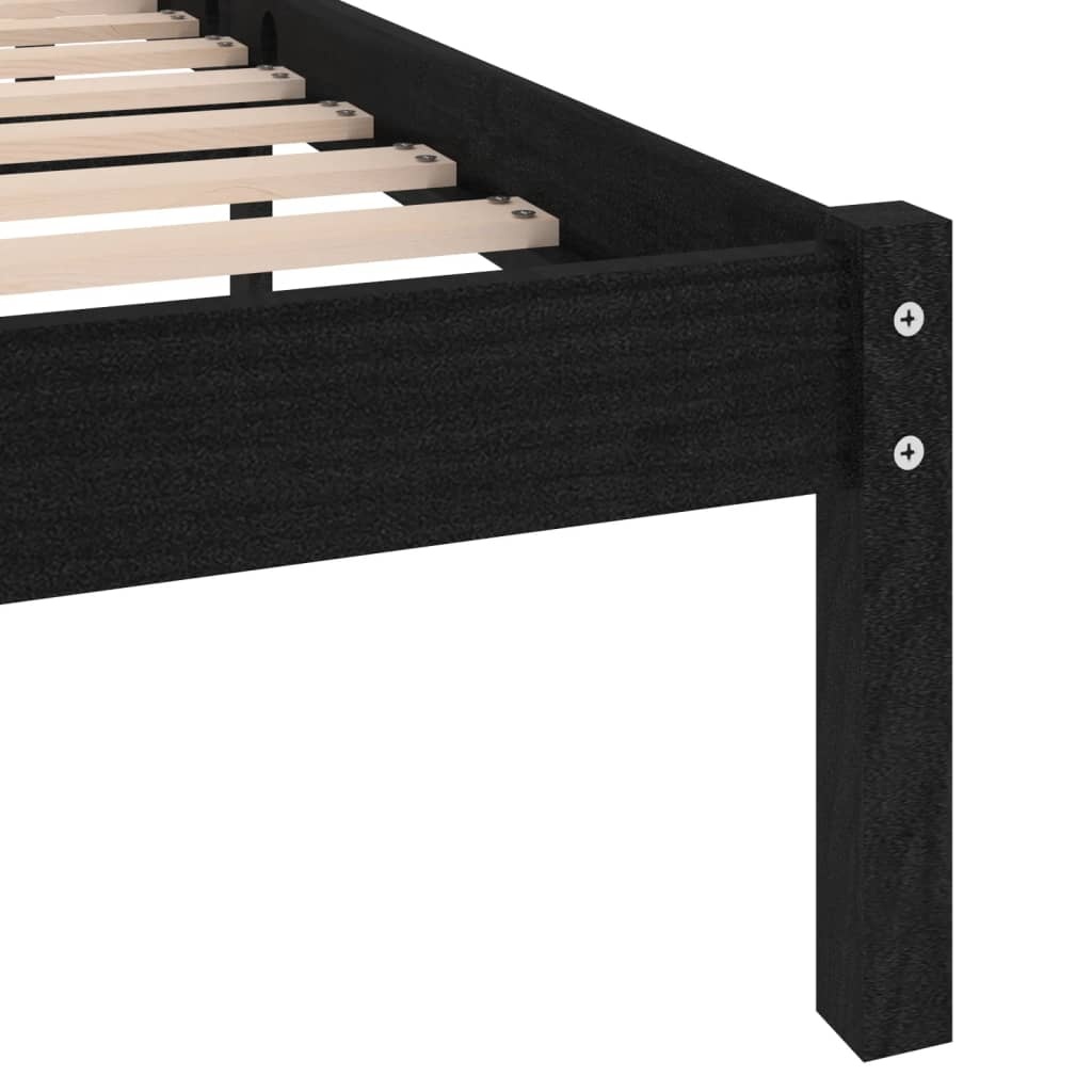 vidaXL Bedframe massief grenenhout zwart 200x200 cm