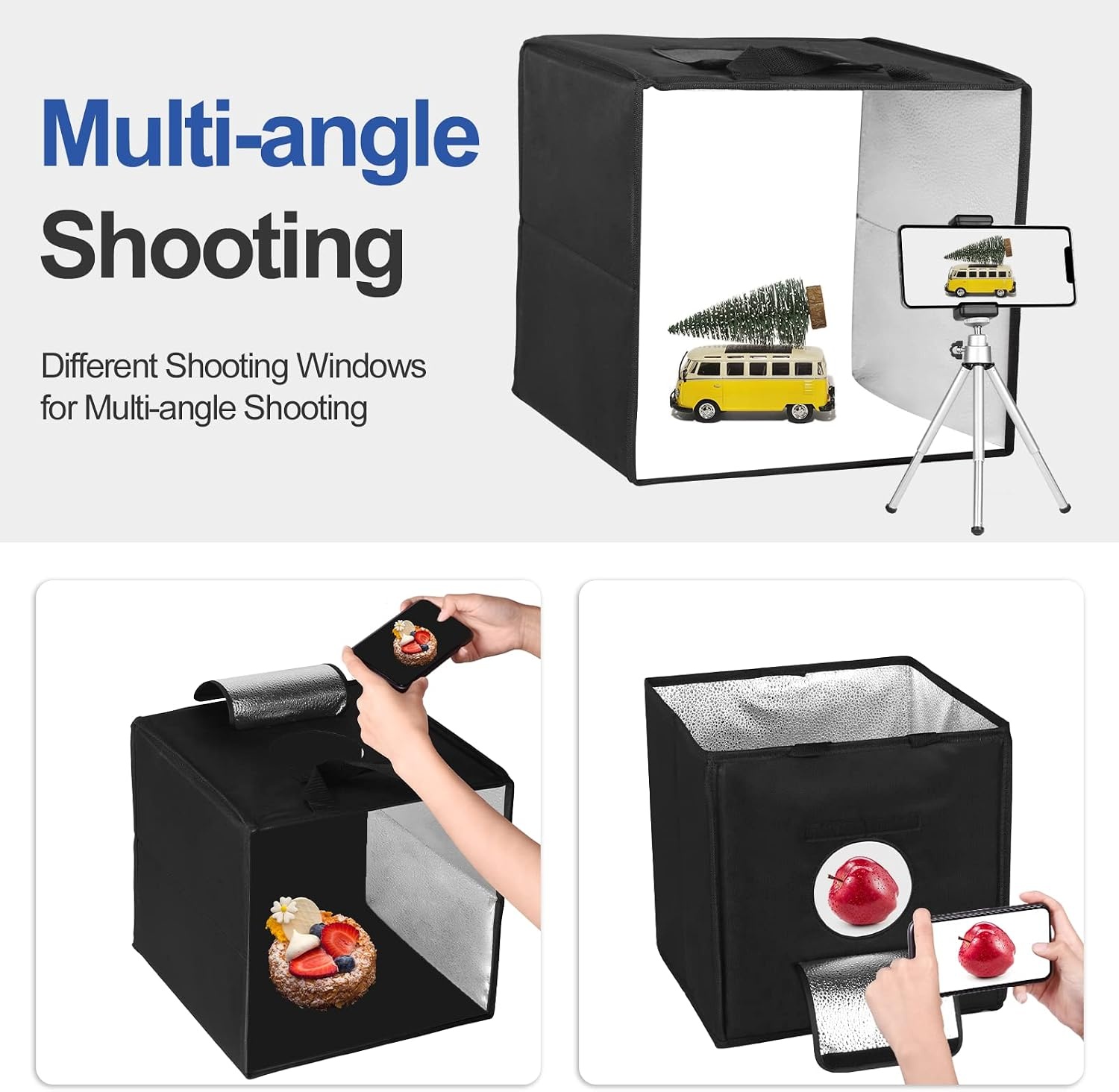 EMART Fotostudio Light Box 30x30x30 cm met 120 LED lampen en 6 achtergrondkleuren