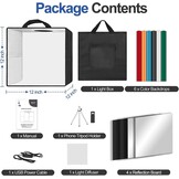 EMART Fotostudio Light Box 30x30x30 cm met 120 LED lampen en 6 achtergrondkleuren