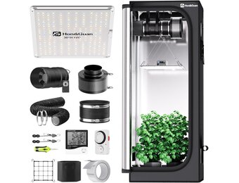 Hon&Guan Kweekset 60x60x160 cm Zwart - Complete Grow Tent met LED Verlichting