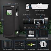Hon&Guan Kweekset 60x60x160 cm Zwart - Complete Grow Tent met LED Verlichting