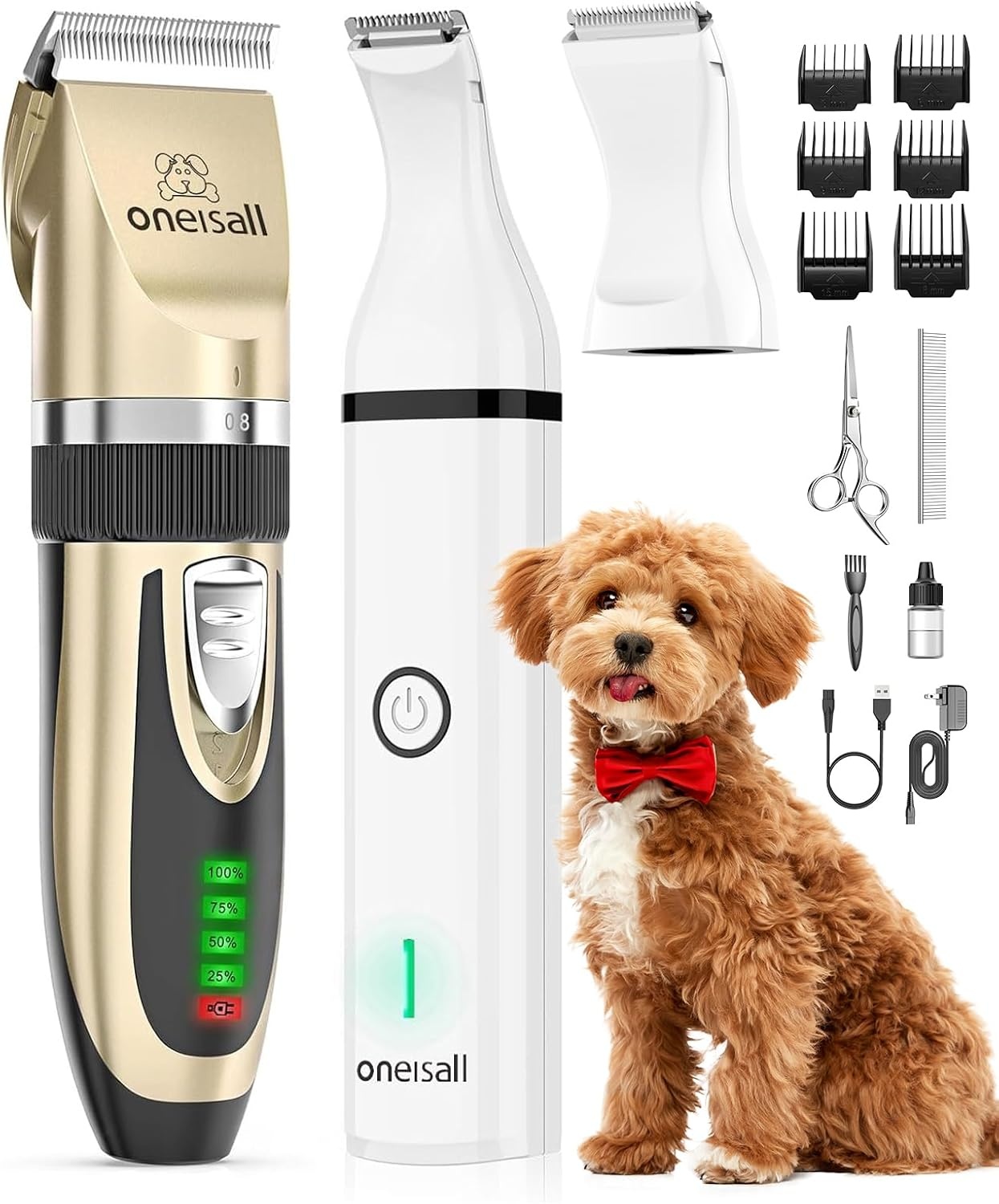 oneisall Hondentondeuse en Potentrimmer Set 3-in-1 - Goud