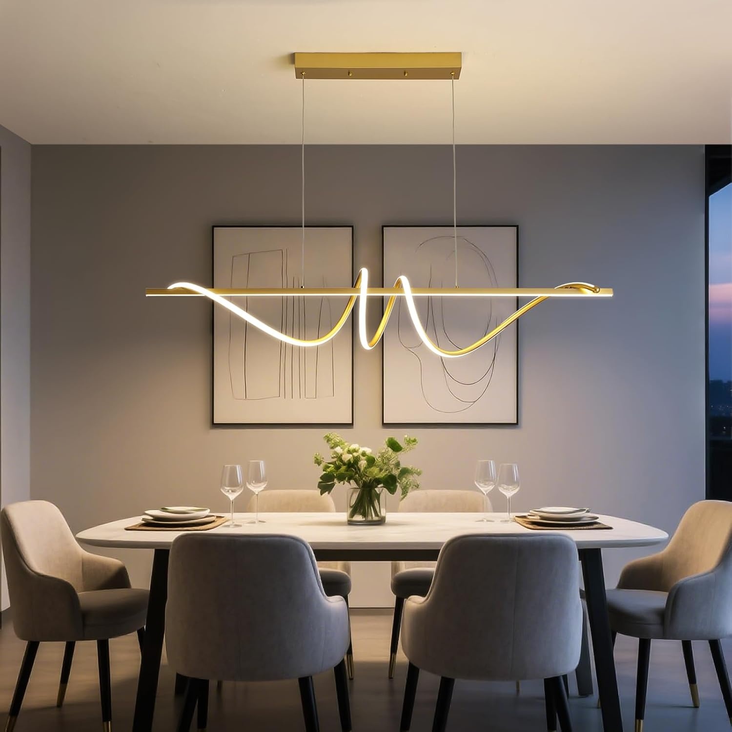 Mikeru Moderne LED Hanglamp - Spiraal Design - 120 cm - Goud