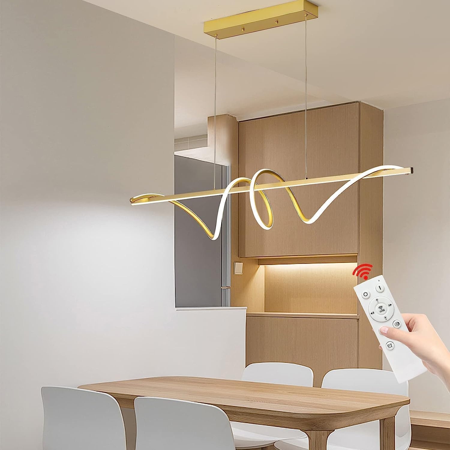 Mikeru Moderne LED Hanglamp - Spiraal Design - 120 cm - Goud