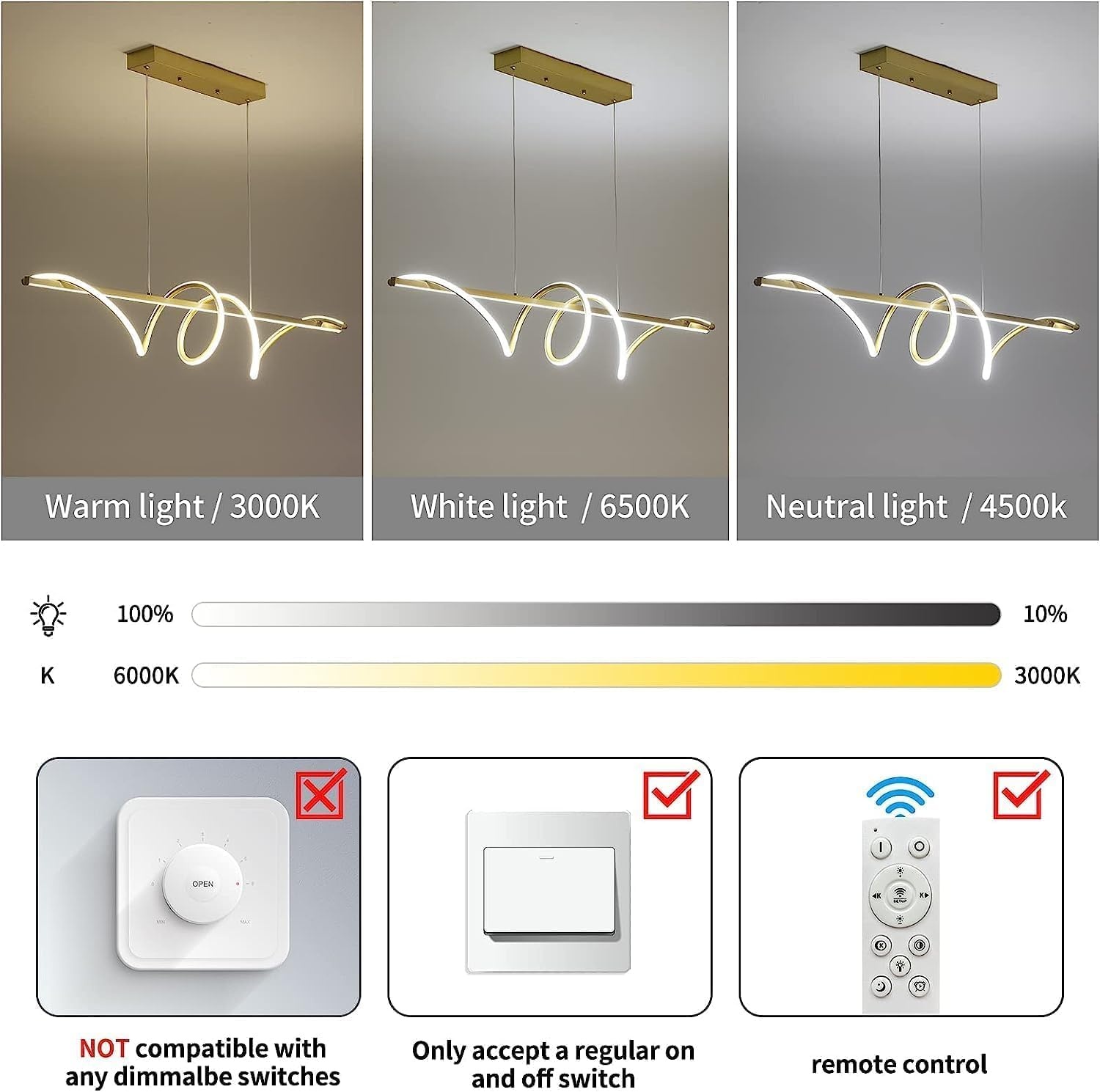 Mikeru Moderne LED Hanglamp - Spiraal Design - 120 cm - Goud