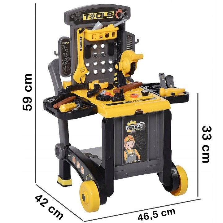 Speelgoed werkbank - 3-in-1 - 17 onderdelen - 59 x 42 x 46,5 cm