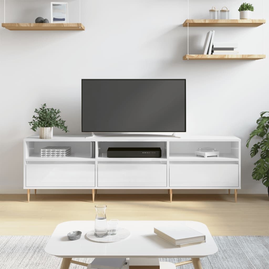 Hoogglans Wit TV-meubel 150 cm - Bewerkt Hout met 71% Korting!