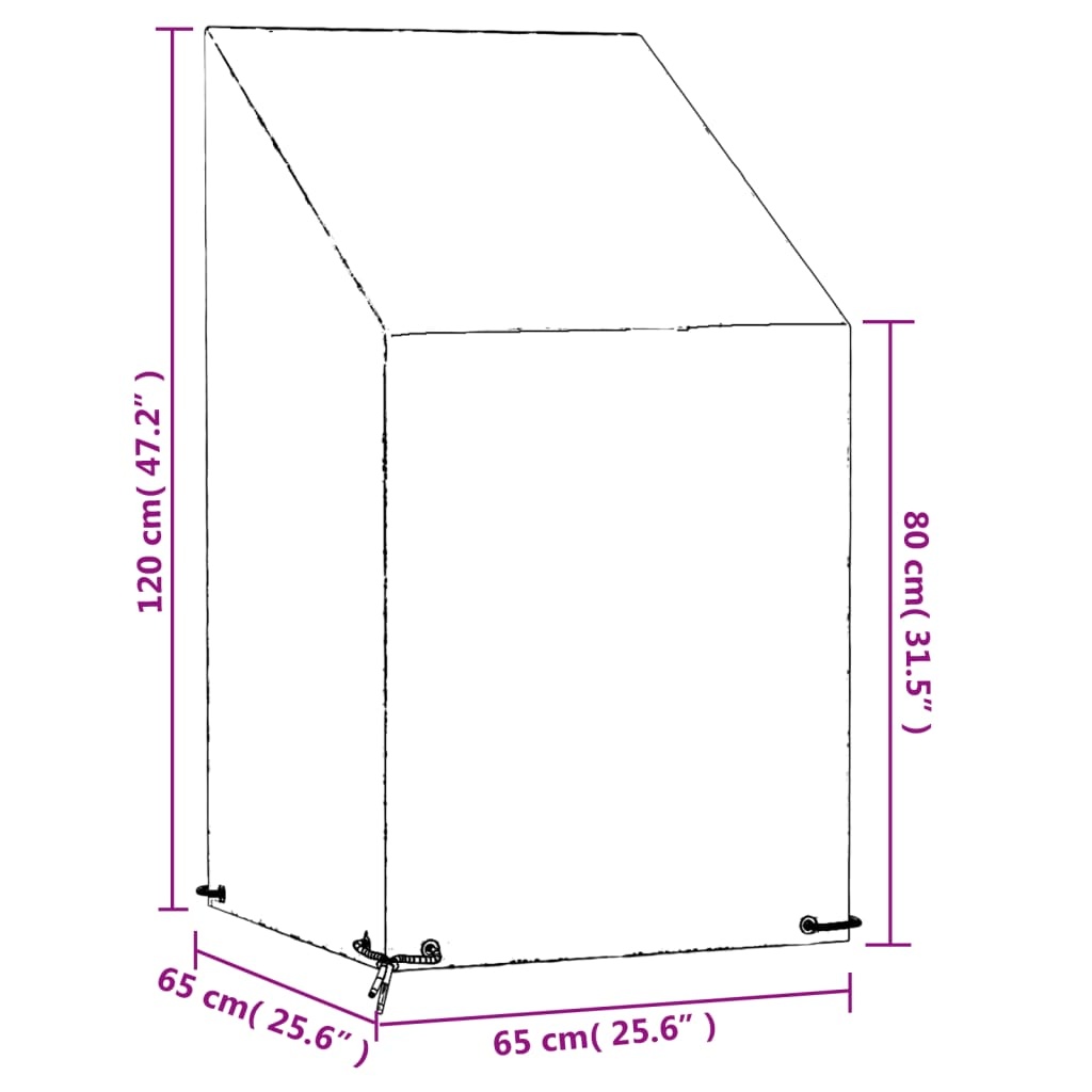 vidaXL Tuinstoelhoes met 8 oogjes 65x65x80/120 cm polyetheen