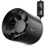 Hon&Guan 200 mm Pipe Fan, 1060 m³/h Adjustable, Exhaust Fan, Pipe Fan with EU Plug, Duct Fan with Support for Conservatory, Greenhouse, Basement, Garage, Kitchen, Black - Maat 200mm